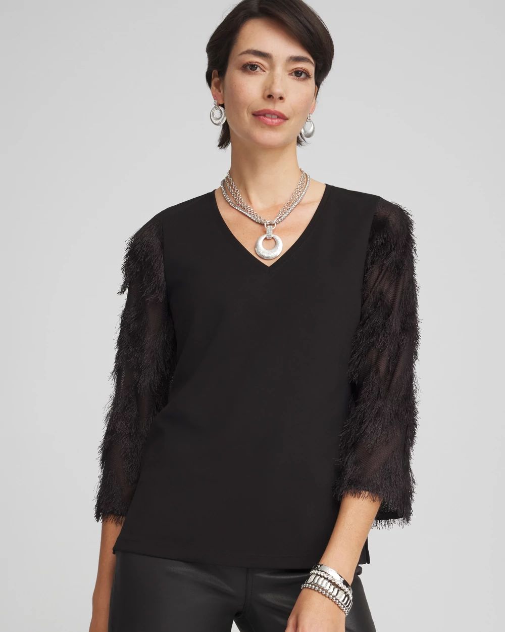 Fringe Sleeve Ponte Top | Chico's